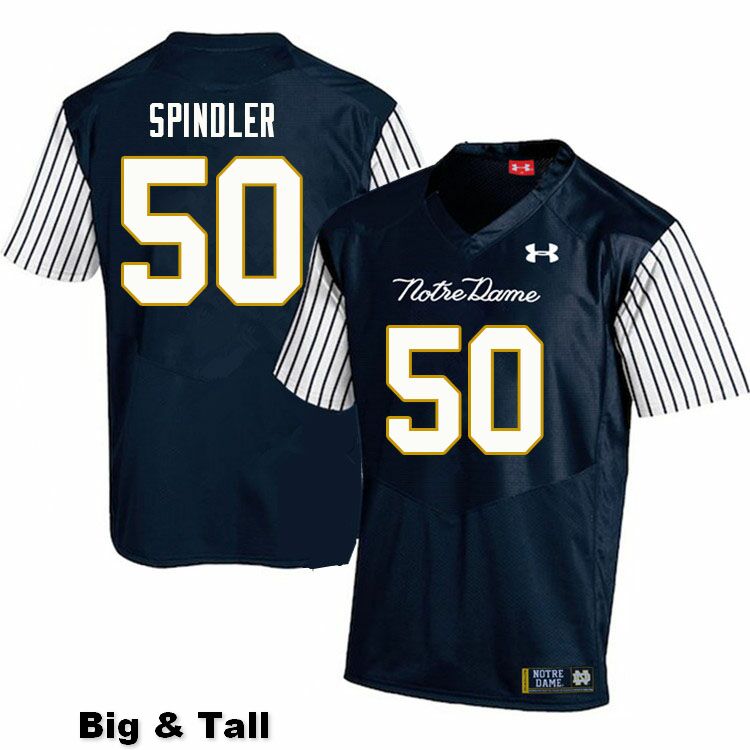 Men's NCAA Notre Dame Fighting Irish #50 Rocco Spindler Stitched College Under Armour Authentic Navy Big & Tall Alternate Football Jersey KM10U51DV